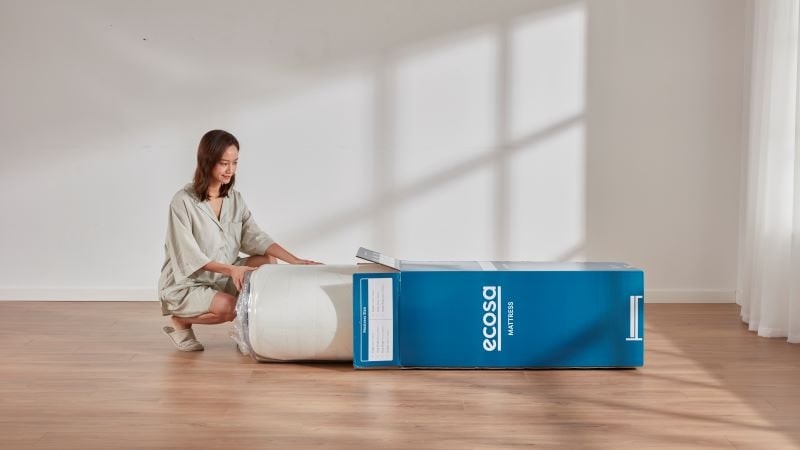 Ecosa bed in a box being unboxed